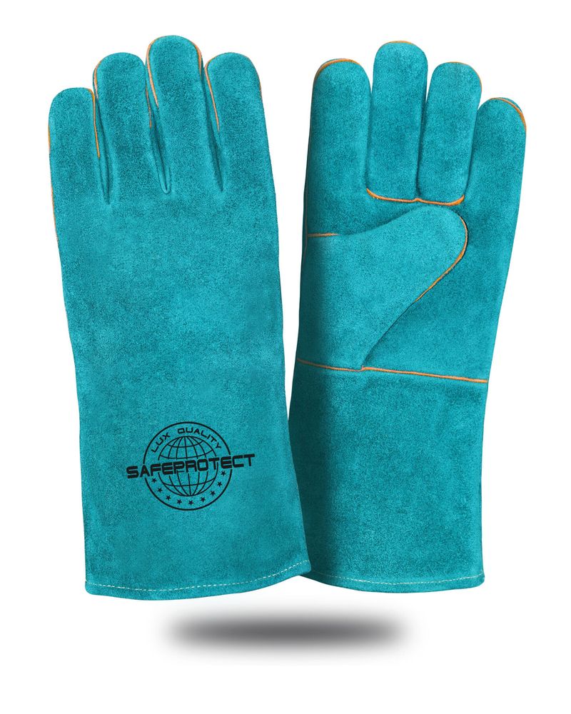 Краги спилковые Safeprotect КАМЧАТКА бирюзовые (флисовая подкладка) р. 10,5