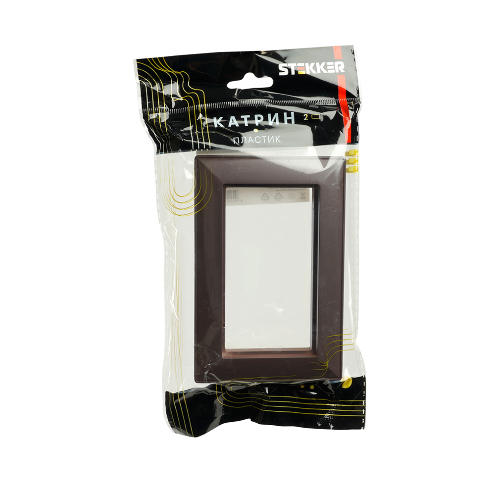 Рамка 2-местная (без перемычки), пластик, STEKKER, PFR00-7012-04, серия Катрин, шоколад 50047