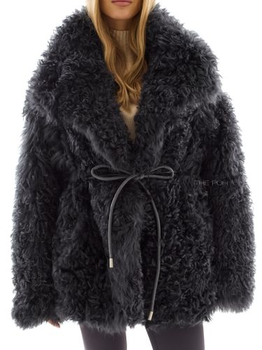 Графитовая шуба из овчины калган