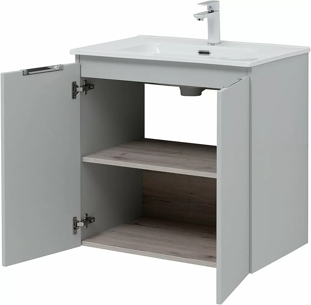 Тумба с раковиной Aquanet Алвита new 303903 70 серый