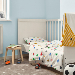 IKEA GRÖNFINK  (ИКЕА ГРÖНФИНК)  -  1 наволочка для детской кроватки, разноцветная, 110x125/35x55 см