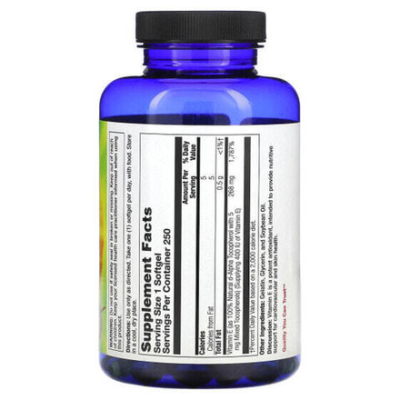 Витамин Е Nature's Life, Витамин E, 268 мг (400 МЕ), 250 мягких таблеток