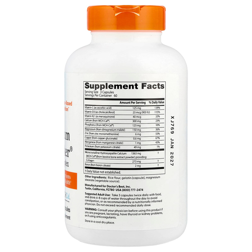 Doctor's Best, Calcium Bone Maker®, комплекс с кальцием для здоровья костей, 180 капсул