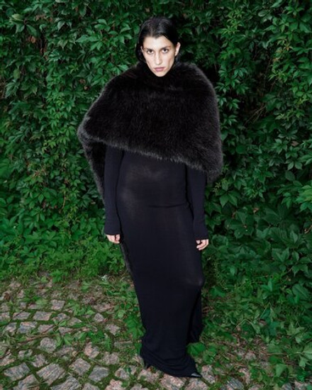 Шарф из экомеха темно-коричневый