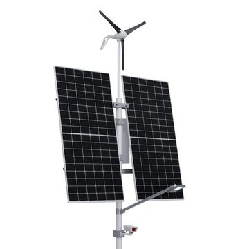 Автономная система видеонаблюдения с освещением на опоре (2 солнечные панели 585 Вт + ветрогенератор 400 Вт), фото №975686892