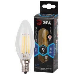 Лампа светодиодная ЭРА F-LED B35-9w-840-E14 9Вт филамент свеча нейтральный белый свет Е14 | Филаментные декоративные