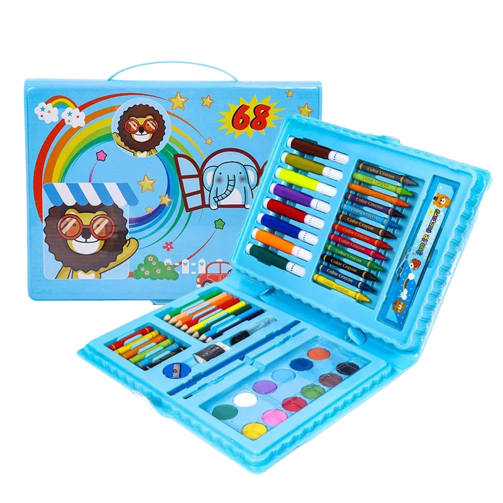 Набор для детского творчества Basir 68 предметов, в разноцветном портфеле с 4 видами рисунков ассорти