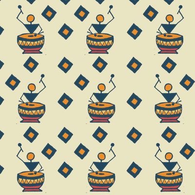 Playing drums Warli art