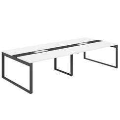 AG.2-3216.WH.72.AN.AN / Стол для переговоров 3200х1638х750 / профиль О-образный: 70х20 антрацит; лючок: серебро; столешница: белый вставка антрацит