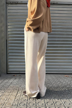 ZARA БРЮКИ ИЗ ТРИКОТАЖА ИНТЕРЛОК С ЭФФЕКТОМ ПОТЕРТОСТИ, ЭКРЮ