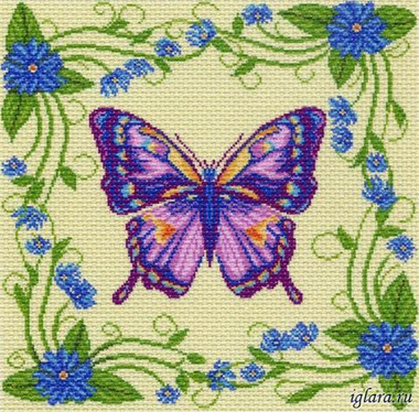 "Сиреневая бабочка"-0895/1 канва с рисунком