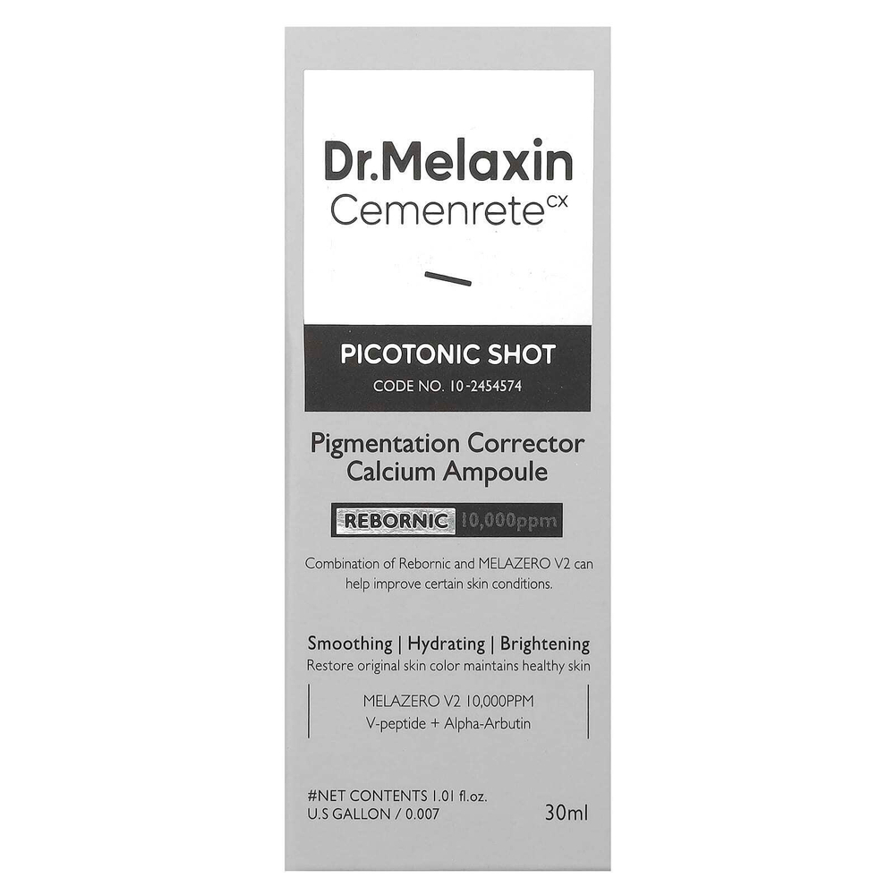 Dr.Melaxin, Cemenrete, пикотонический корректор пигментации, кальций, ампула, 30 мл (1,01 жидк. унц.)
