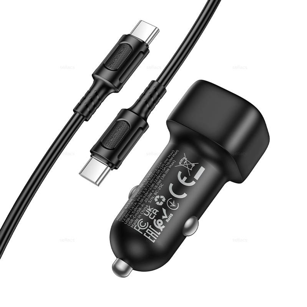 Автомобильное зарядное устройство для Type-C Borofone BZ34B PD38W QC3.0 (black)