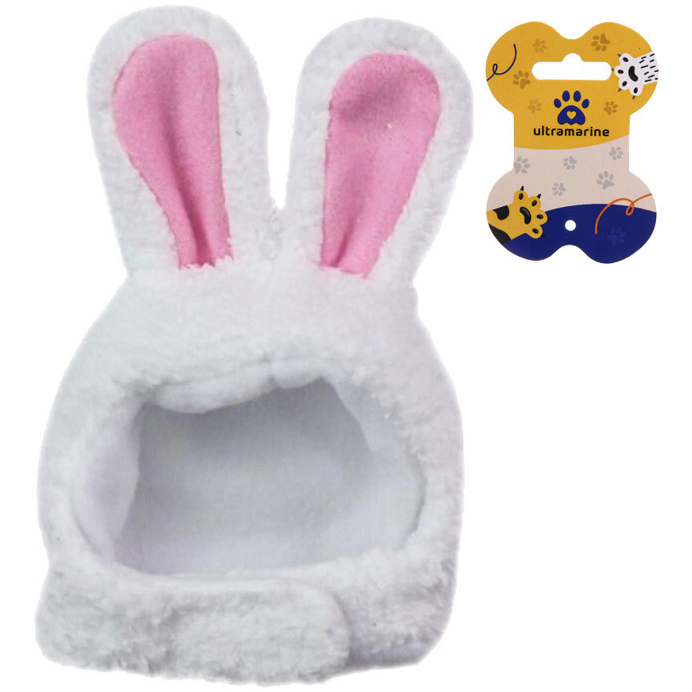 Шапка для животных «Зайка» 20*14см цвет белый Ultramarine
