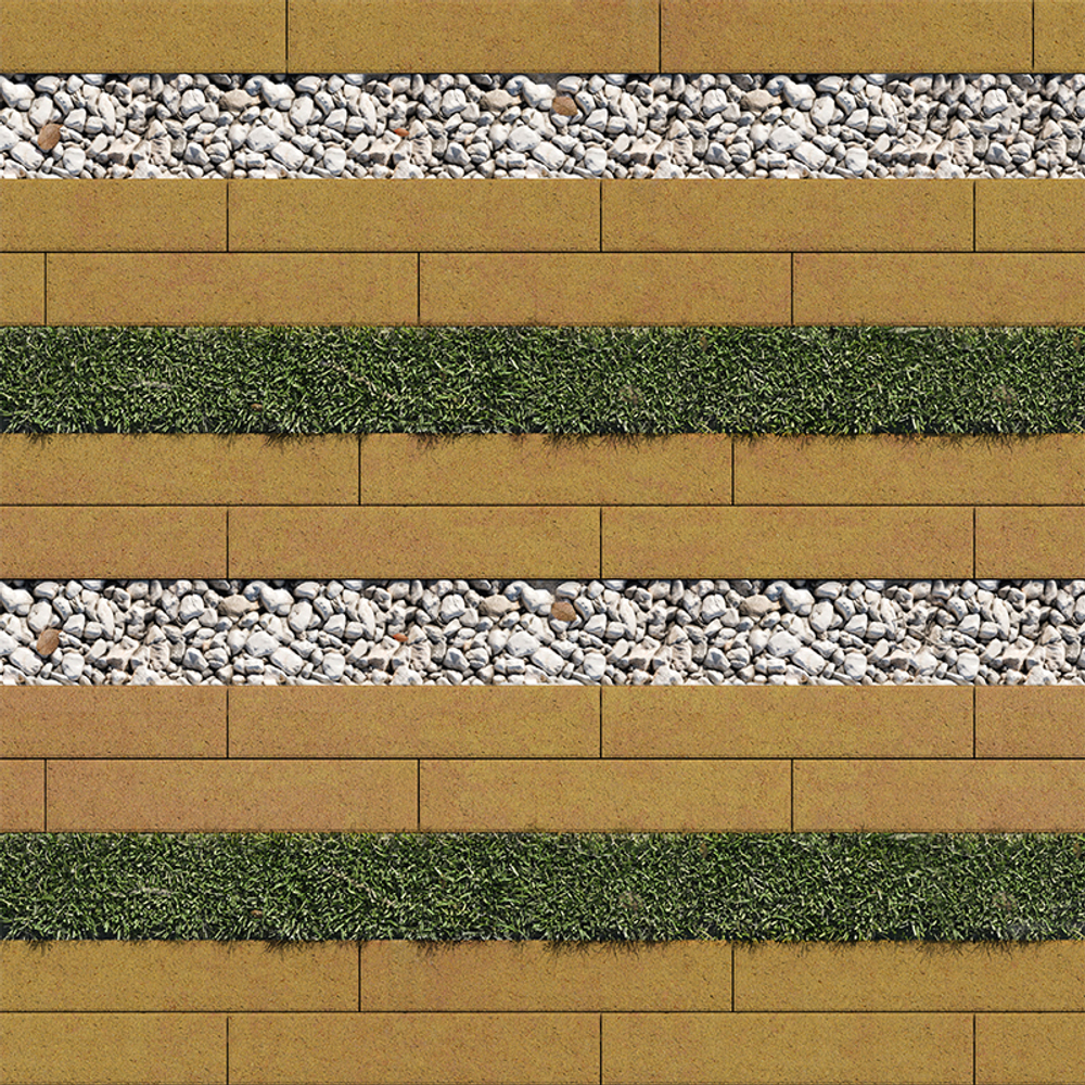 Тротуарная плитка ГАЗОННАЯ РЕШЕТКА - Листопад гладкий Сахара