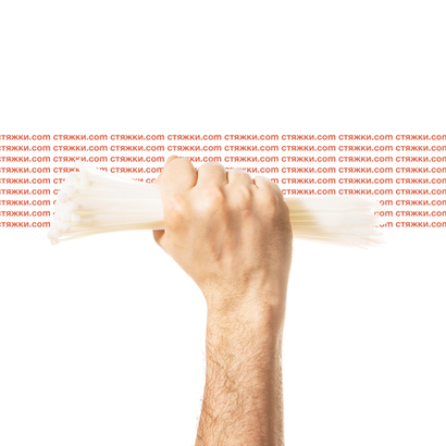 Стяжка - хомут кабельная нейлоновая КСС 4х250 белые — 100 шт/уп