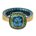 Кольцо с Топазом и Цаворитами, Эмаль, R0176-52/13