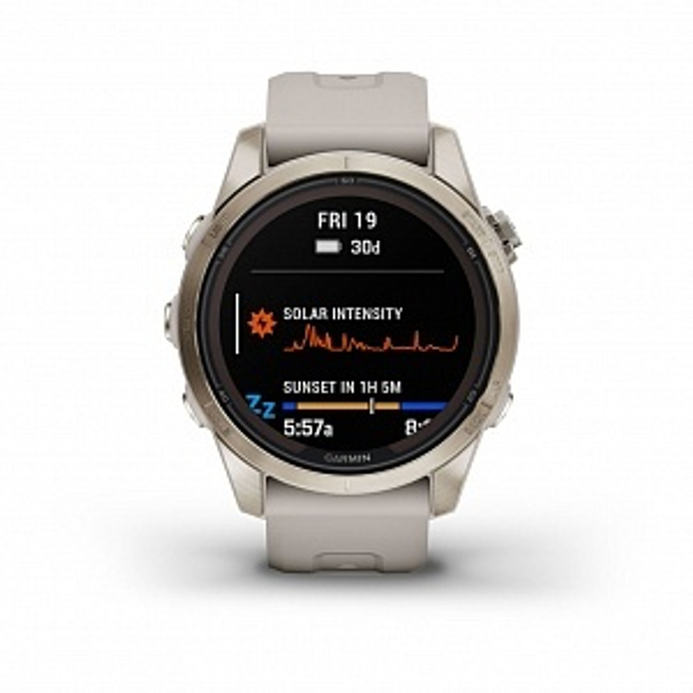 Смарт часы Fenix 7S Pro Sapphire Solar золотистый корпус со светло-песочным ремешком