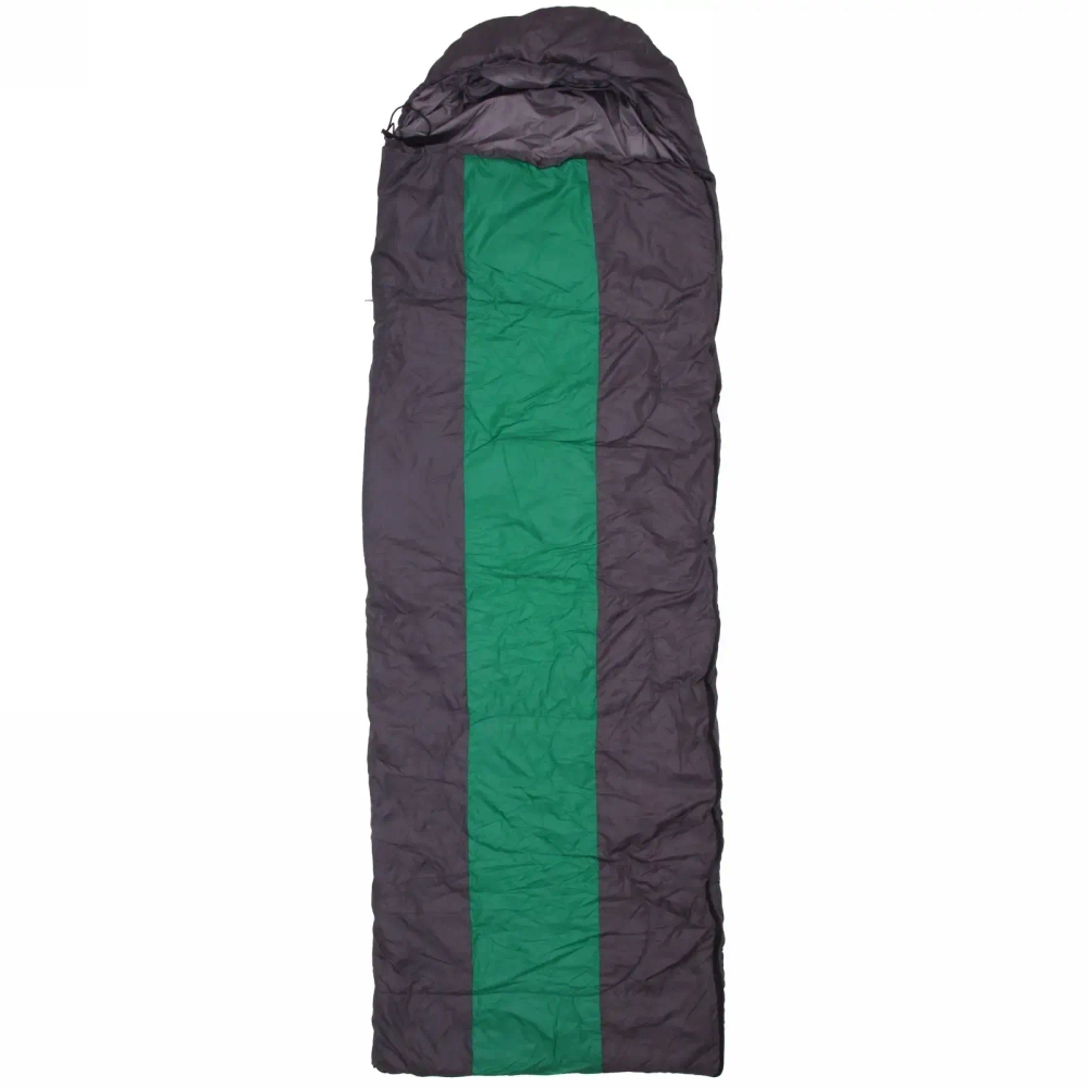 Спальник одеяло с капюшоном 210*70см 1400гр серо-зелёный +0С