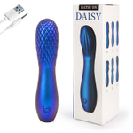 Синий вибромассажер с рельефной головкой - 14 см. (Цвет: синий)