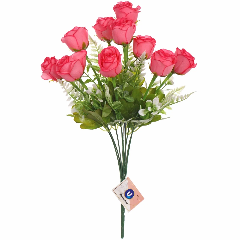 Искусственные цветы «Розовый букет» 42см 10 цветков темно-розовые