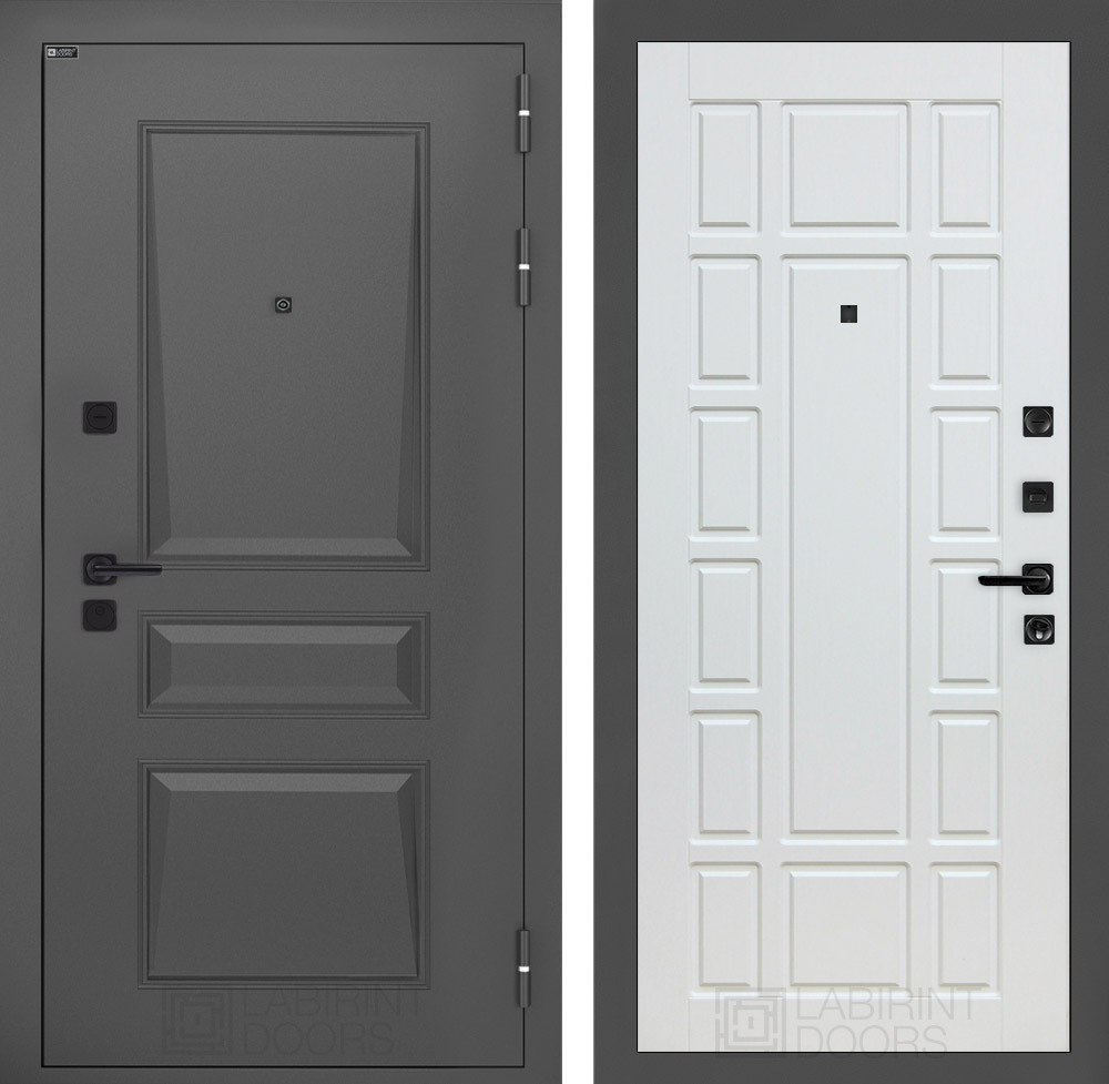 Дверь Входная Металлическая Лабиринт ОРЛЕАН 12 Белое дерево
