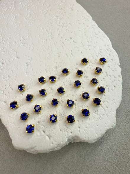 Шатоны 4 мм, Синий в золоте, 25 шт