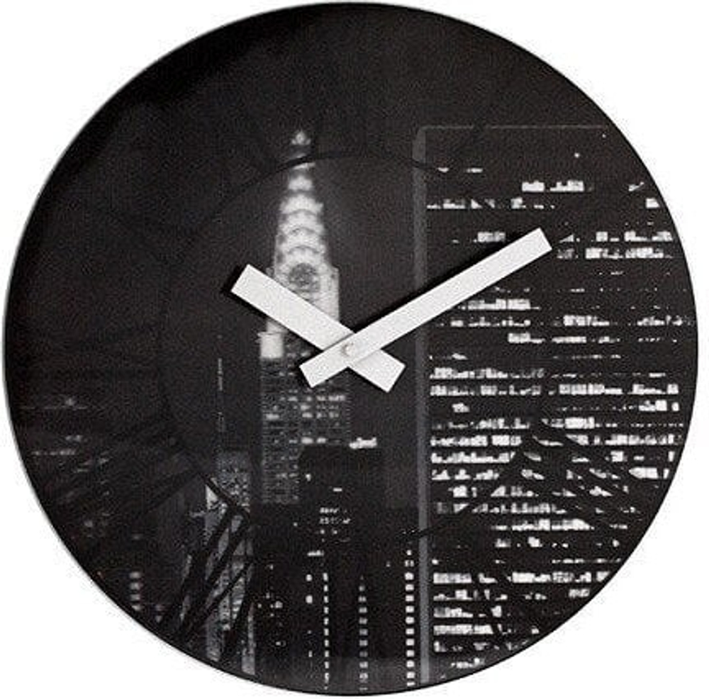 Настенные часы NeXtime The City, пластик, 39 см, чёрные