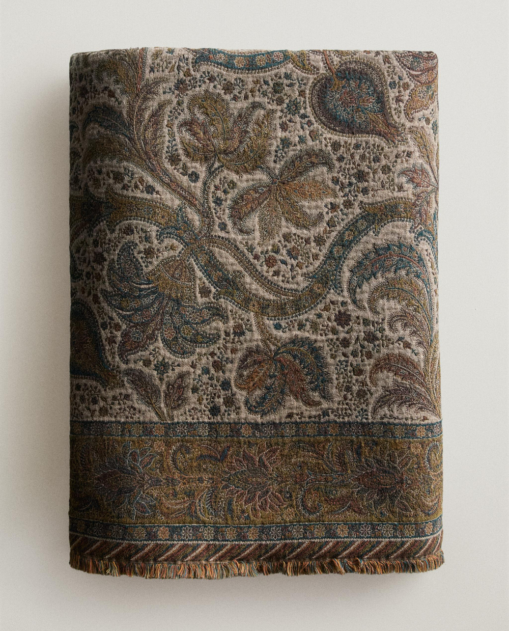 Zara Home плед из хлопка, хаки, 140x190 см