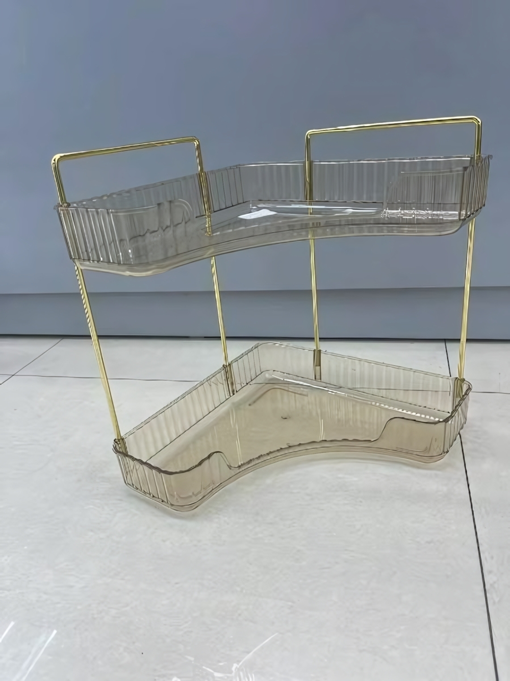 Полка для ванны угловая двойная «Фреш»бежевая 25,7х29,7х25,7см