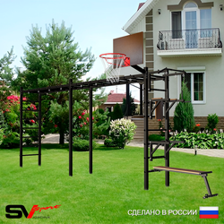 Уличная шведская стенка Sv Sport рукоход х 2 У51100К (Турник/Брусья/Стойка/Скамья/Щит баскет)