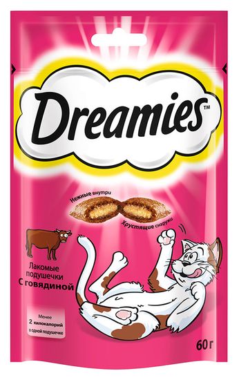 DREAMIES лакомство для кошек подушечки с паштетом со вкусом говядины DREAMIES лакомство для кошек подушечки с паштетом со вкусом говядины