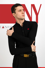 Поло с длинным рукавом черная хлопок