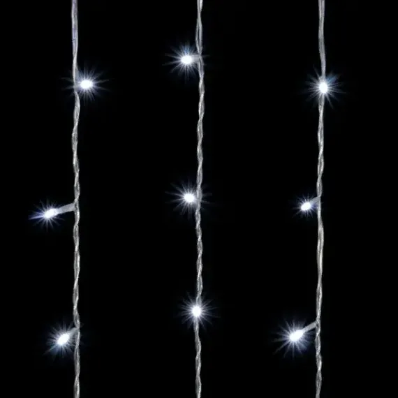 Светодиодный занавес 2*2 м., 400 белых LED ламп, мерцание, прозрачный провод ПВХ, LTC (PCL402BLW-10-2W)