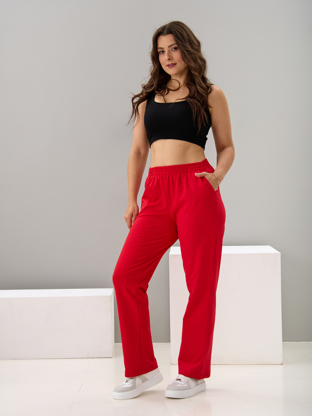 Костюм с брюками КБ-384/красный-п