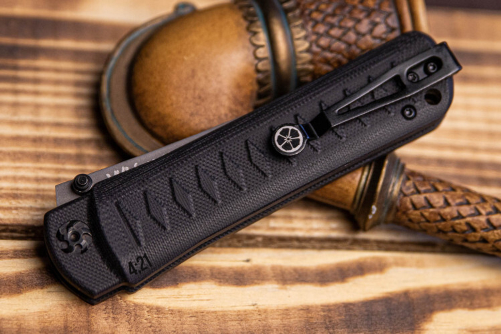 Нож складной Kizlyar Supreme WHISPER D2 TW G10-BH CB (TacWash, G10 Black Handle, Caged Ballbearing)