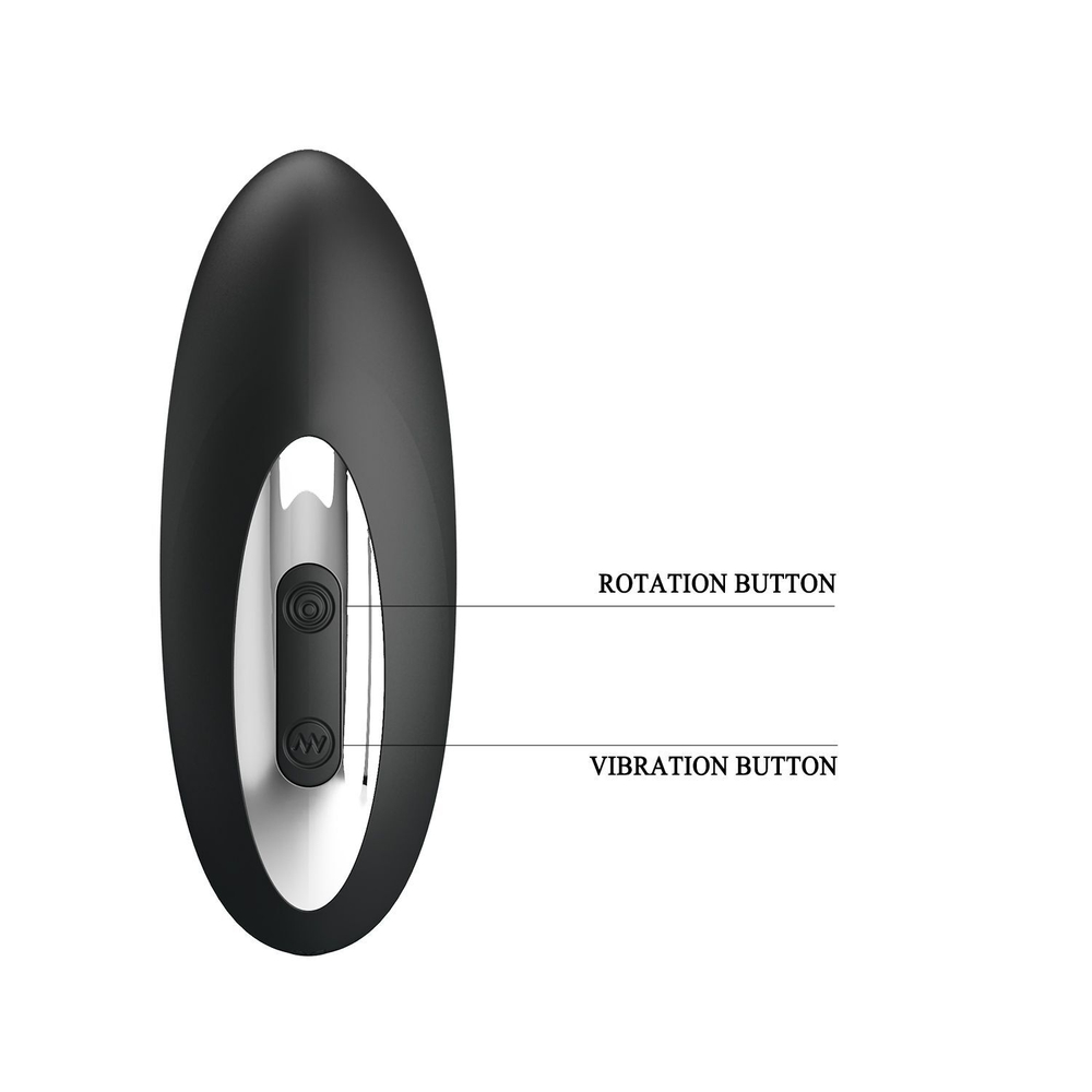 Черный стимулятор простаты с функцией римминга - 15,9 см.