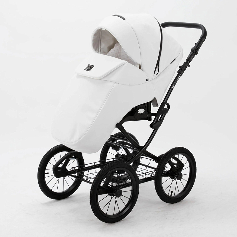 Детская коляска Adamex Porto Retro Deluxe 2 в 1 PO-SA01 (Белая.кожа)