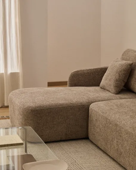 Трехместный диван-кровать Laira с левым шезлонгом из шенилла цвета таупе, 246 см