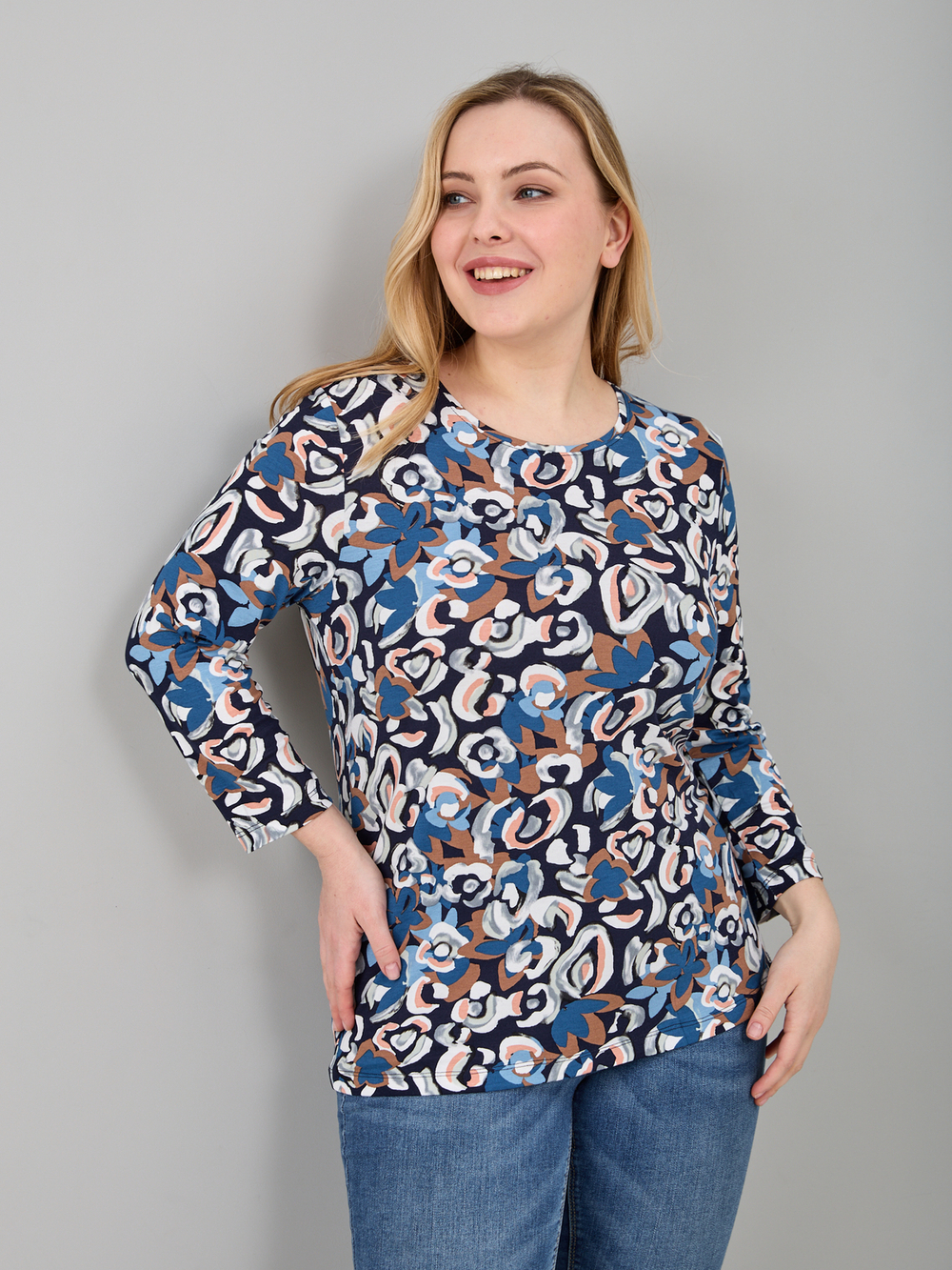 Лонгслив ЛНв-306/тсиний-леопард