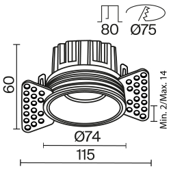 Встраиваемый светильник Technical DL058-12W3K-TRS-B