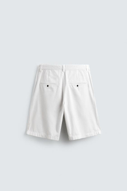ZARA ШОРТЫ RELAXED FIT СО СКЛАДКАМИ, ЭКРЮ