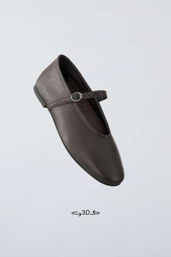 ZARA КОЖАНЫЕ БАЛЕТКИ, КОРИЧНЕВЫЙ