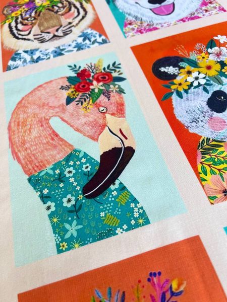 ЖИВОТНЫЕ В ЦВЕТАХ, Купон 39/110 см - 100% хлопок 5