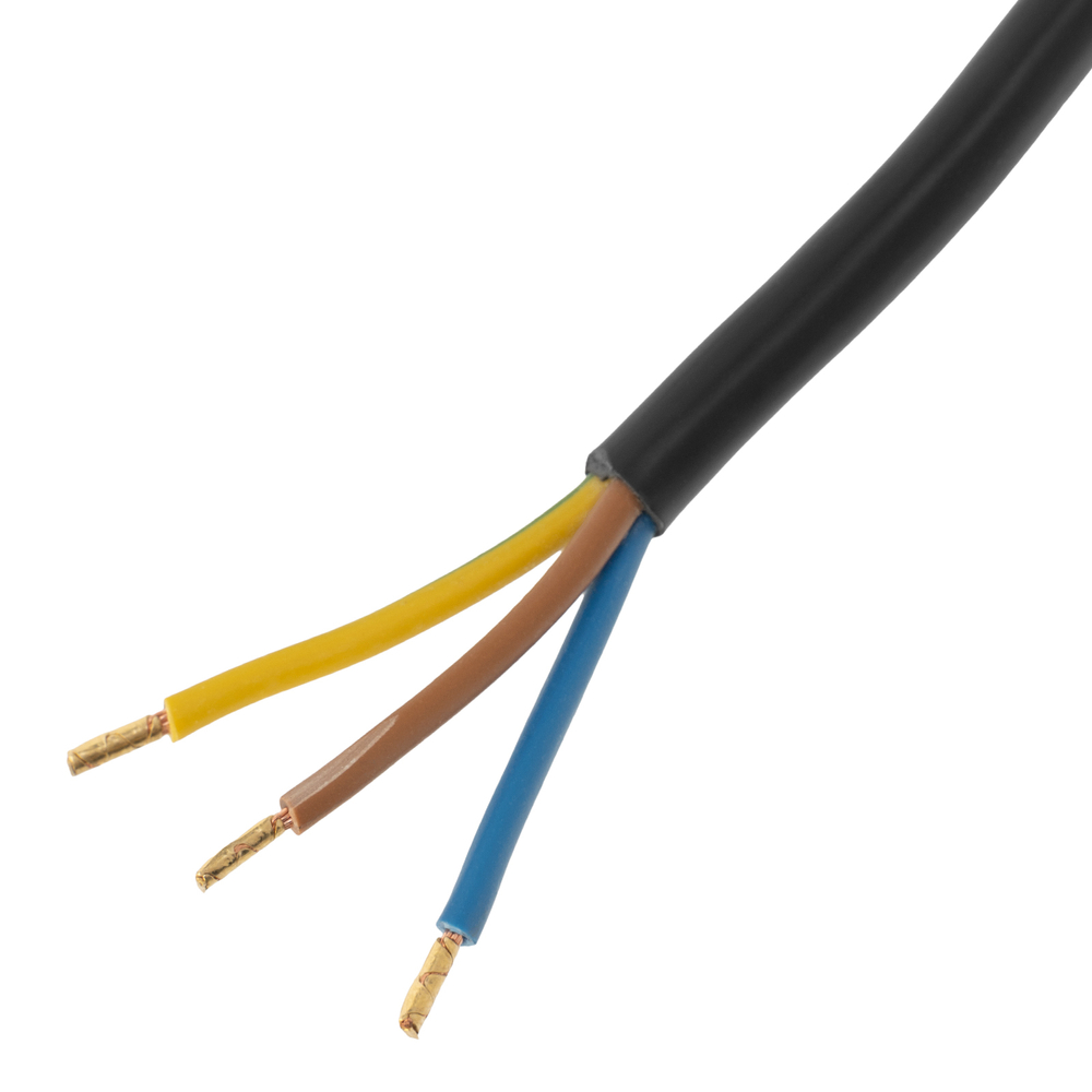 Шнур сетевой Energy Series, ПВС, 1,5 м, 3 x 1 мм, с неразборной вилкой, черный, Denzel