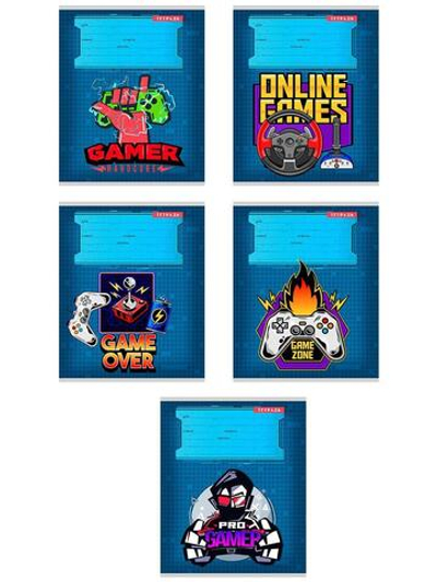 Тетрадь А5 12л. клет. "Хардкорный геймер" в ассорт. (Проф-Пресс) микс цветов (комплект 3 шт)