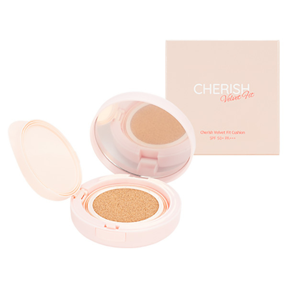 Выравнивающая компактная тональная основа для лица #21 Светло-бежевый SPF50+ PA++++ Pekah Cherish Velvet Fit Cushion Light Beige 14г