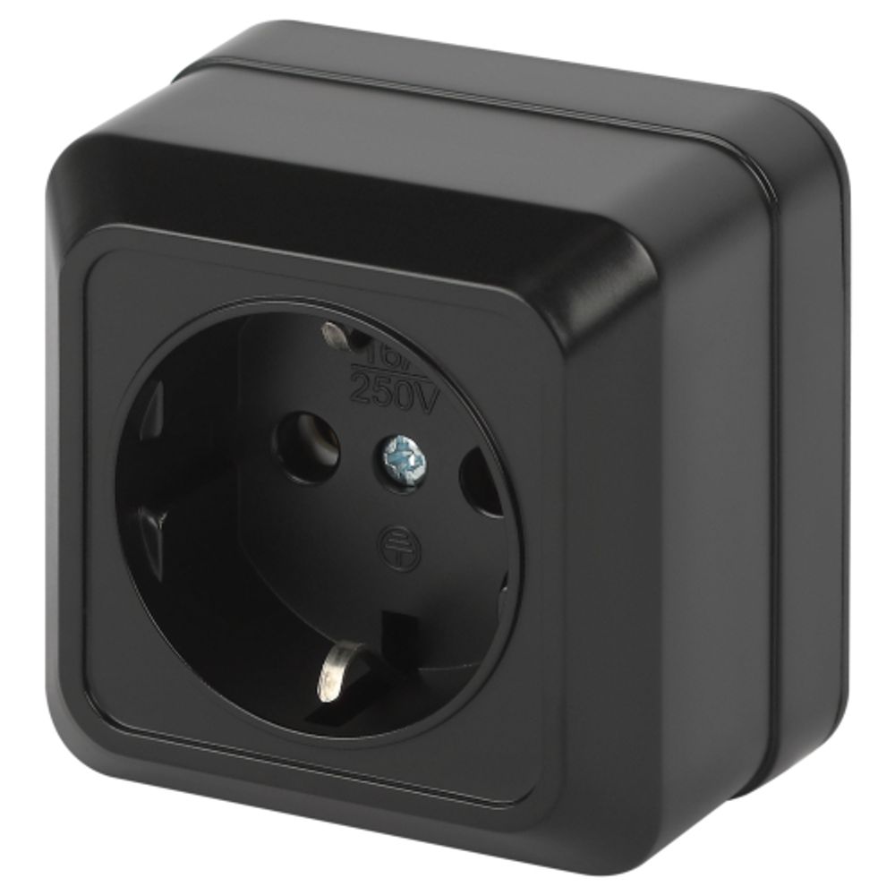 Розетка Intro Quadro 2-202-05 с заземлением 2P+E Schuko 16А-250В IP20 ОУ антрацит | Intro