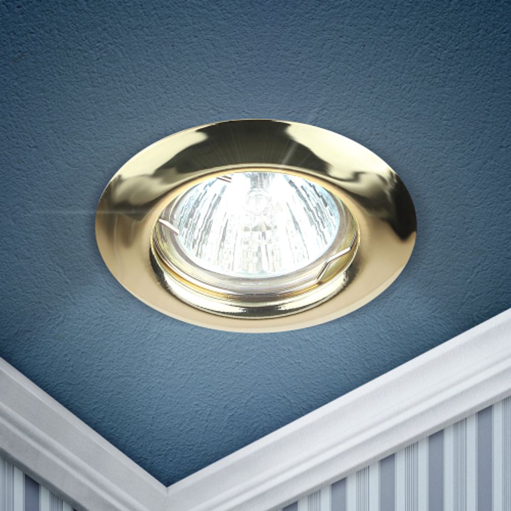 Светильник встраиваемый штампованный ЭРА ST3 GD под лампу MR16 GU5.3 золото