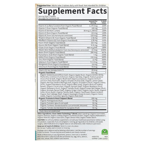 Garden of Life, Organics, мультивитамины для мужчин от 40 лет, 120 веганских таблеток